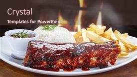  Presentation with barbecue ribs - Presentation with pork-ribs-with-barbecue-sauce and a tawny brown colored foreground