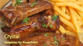  Presentation with ribs - Amazing presentation design having pork ribs with southern fries backdrop and a tawny brown colored foreground