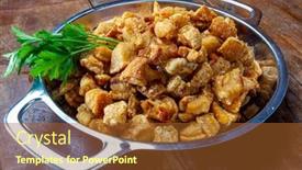  Presentation with rustic - Amazing slide deck having pork-rinds-torresmo-on-rustic backdrop and a red colored foreground