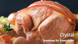  Presentation with served - Amazing PPT layouts having pork roast served with baked backdrop and a tawny brown colored foreground