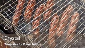 Presentation with food grill - Cool new theme with pork-sausages-cooking-on-barbecue backdrop and a violet colored foreground