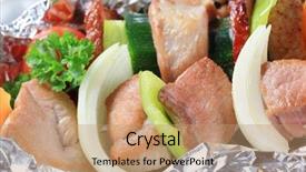  Presentation with casting aluminum - Amazing theme having pork skewers in aluminum foil backdrop and a  colored foreground