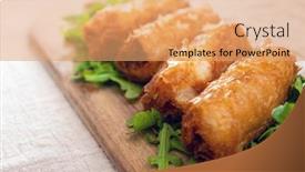  Presentation with rice - Cool new presentation design with pork-spring-rolls-rice-cakes backdrop and a coral colored foreground