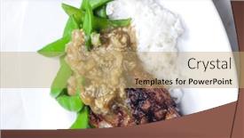  Presentation with onion - Slide set having pork-steak-with-onion-sauce background and a  colored foreground