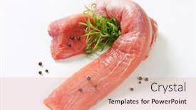  Presentation with tenderloin - Beautiful presentation design featuring pork-tenderloin-in-whole backdrop and a coral colored foreground