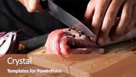 Presentation with tenderloin - Audience pleasing PPT layouts consisting of pork tenderloin with a knife backdrop and a coral colored foreground