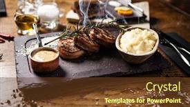 Presentation with pork bacon - Cool new PPT layouts with pork-tenderloin-with-mashed-potatos backdrop and a tawny brown colored foreground
