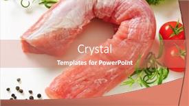  Presentation with tenderloin - Presentation theme with pork-tenderloin-with-vegetable background and a coral colored foreground