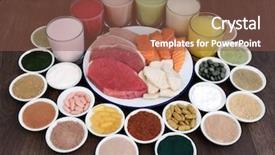  Presentation with dietary supplement - Amazing theme having pork with salmon dietary supplement backdrop and a tawny brown colored foreground