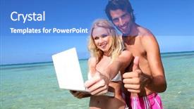  Presentation with honeymoon - Colorful slide deck enhanced with pormoting honeymoon travel destination backdrop and a teal colored foreground