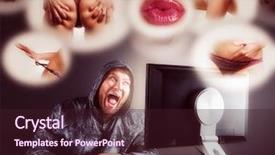  Presentation with sitting posture and computer ergonomics - PPT theme featuring porno - man sitting at desk looking background and a wine colored foreground