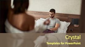  Presentation with bed - Presentation theme consisting of porno - young couple in the bedroom background and a violet colored foreground