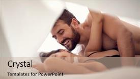  Presentation with young happy couple - Amazing slide deck having porno - young happy couple making love backdrop and a coral colored foreground