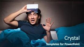  Presentation with computer games - Slide set featuring porno - young man playing computer games background and a  colored foreground