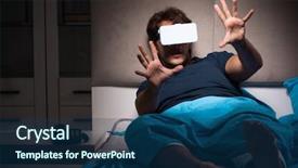  Presentation with computer games - Cool new slide deck with porno - young man playing computer games backdrop and a ocean colored foreground