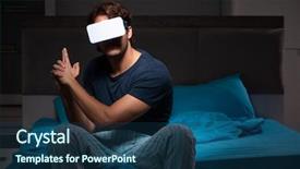  Presentation with computer games - Beautiful PPT theme featuring porno - young man playing computer games backdrop and a ocean colored foreground