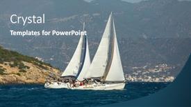  Presentation with sailboat - PPT theme with poros-greece-oct-11-2018 background and a gray colored foreground