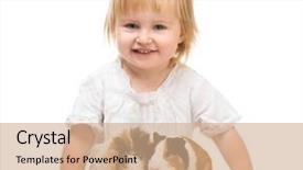  Presentation with cute baby - PPT layouts consisting of porpoise - little cute baby girl background and a coral colored foreground