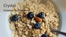  Presentation with blue and orange - Audience pleasing presentation theme consisting of hot cereal - breakfast with oatmeal and orange backdrop and a coral colored foreground