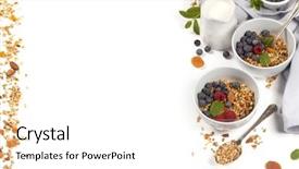  Presentation with nuts milk - PPT theme consisting of maple seed - homemade granola with dried fruit background and a white colored foreground
