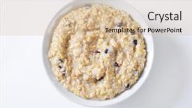  Presentation with fruit - Theme having bioceramic - overhead view of natural oatmeal background and a soft green colored foreground