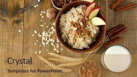 Presentation with nuts - Amazing slide set having oat - tasty oatmeal with nuts backdrop and a gold colored foreground