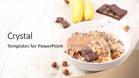  Presentation with chocolate nuts - Theme featuring banana nuts and chocolate background and a cream colored foreground