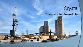  Presentation with port cargo crane ship - Presentation theme consisting of port activities commercial and maintenance background and a light blue colored foreground