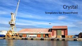  Presentation with port cargo crane ship - PPT layouts enhanced with port activities commercial and maintenance background and a light blue colored foreground