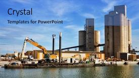  Presentation with port - Audience pleasing PPT theme consisting of port activities commercial and maintenance backdrop and a  colored foreground