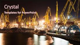  Presentation with port cargo crane ship - Colorful theme enhanced with port and ship at night backdrop and a wine colored foreground