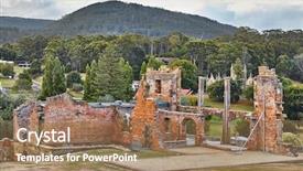  Presentation with port - Audience pleasing presentation design consisting of port arthur historic convict settlement backdrop and a coral colored foreground