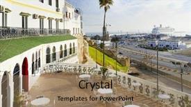  Presentation with tangier - Colorful PPT theme enhanced with port coastal landscape morocco backdrop and a coral colored foreground