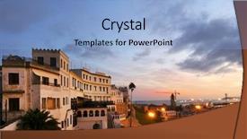  Presentation with tangier - Audience pleasing slide deck consisting of port coastal landscape morocco backdrop and a light blue colored foreground