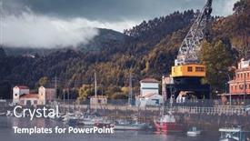  Presentation with area - Slide set featuring port-crane-in-the-old background and a  colored foreground