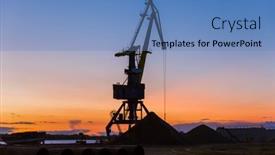  Presentation with port industry - Beautiful slides featuring port-crane-on-sunset-industry backdrop and a teal colored foreground