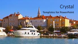  Presentation with port - Slide deck with port in budva montenegro - architecture background and a  colored foreground