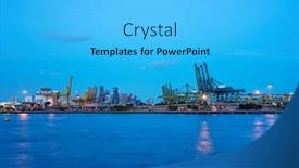  Presentation with singapore - PPT layouts with port in singapore at night background and a cyan colored foreground