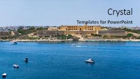  Presentation with port and tapas - PPT layouts enhanced with port in valletta in malta background and a light blue colored foreground