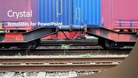  Presentation with trains - PPT layouts consisting of trains loaded with container background and a teal colored foreground