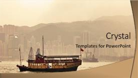  Presentation with old ship - Audience pleasing PPT layouts consisting of port of hong-kong backdrop and a coral colored foreground