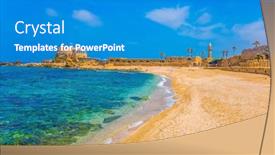  Presentation with ancient roman empire - PPT theme with port-of-king-herod background and a teal colored foreground