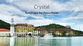 Presentation with malaysia - Presentation theme consisting of port of langkawi island malaysia background and a light blue colored foreground