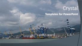  Presentation with infrastructure - Presentation theme having port-of-novorossiysk-infrastructure background and a mint green colored foreground
