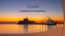  Presentation with port - Audience pleasing slides consisting of port-of-rhodes-island backdrop and a ocean colored foreground