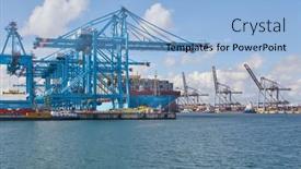 Presentation with container terminal - Colorful presentation theme enhanced with port-of-rotterdam-the-netherlands backdrop and a light blue colored foreground
