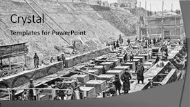  Presentation with steel construction - Slide deck featuring port operation - construction of a new bay background and a light gray colored foreground