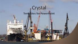  Presentation with port - Slide deck consisting of port operation - harbor background and a  colored foreground