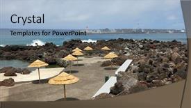  Presentation with island resort - PPT layouts with  background and a  colored foreground