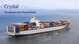  Presentation with container ship - Colorful slides enhanced with port sea - container ship backdrop and a sky blue colored foreground